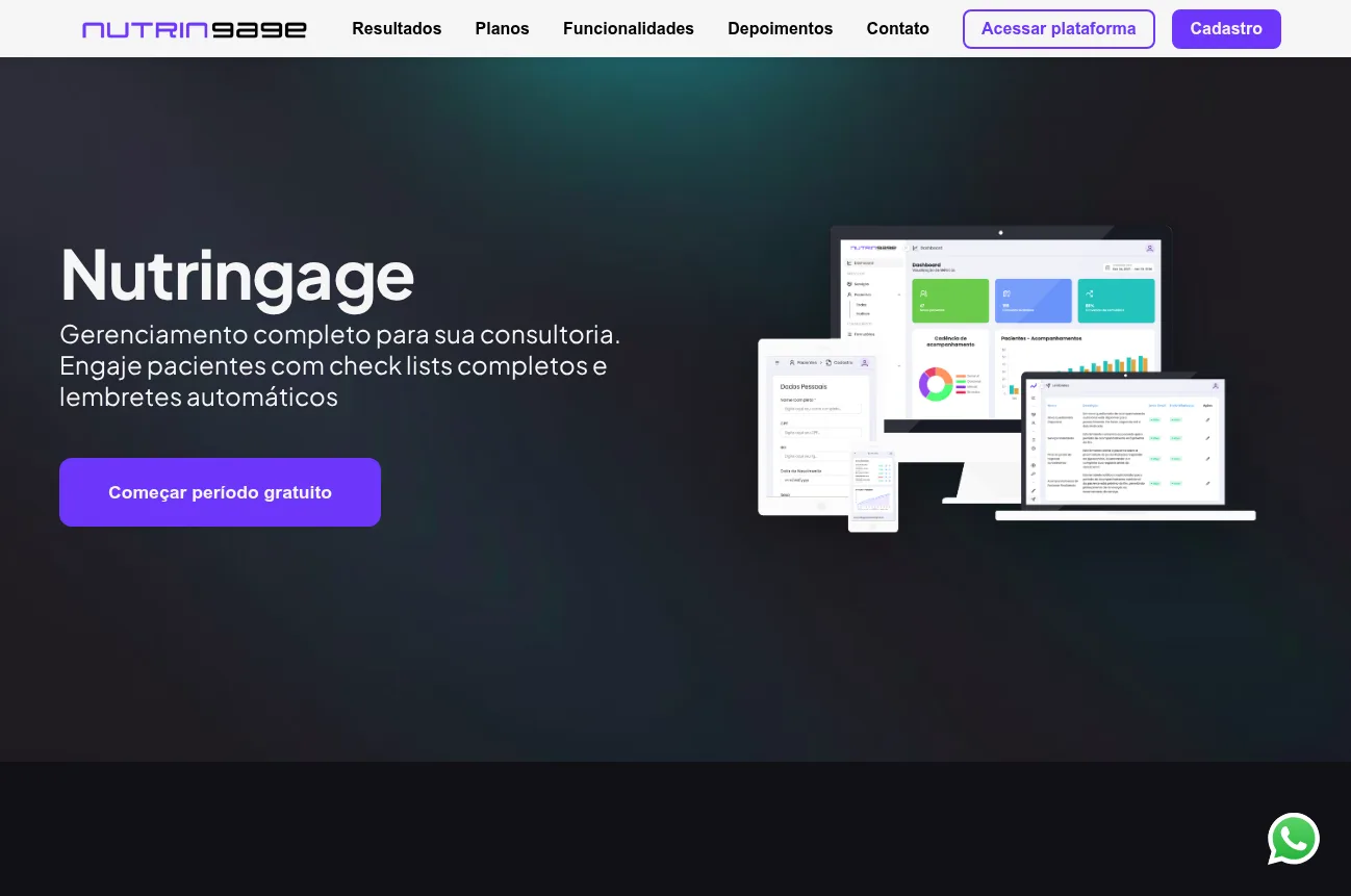 Página inicial do site Nutringage